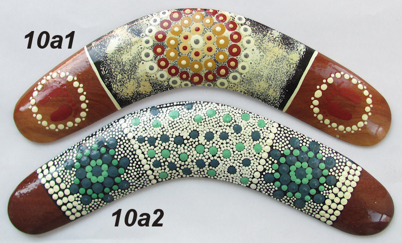 Small collectable boomerangs, 10 inch, unique dot art