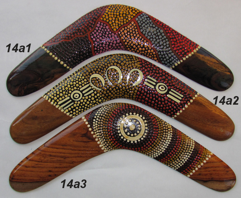 Collectable boomerangs - traditional dot art in desert colors