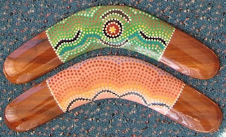 Contemporary dot art boomerangs, 10in