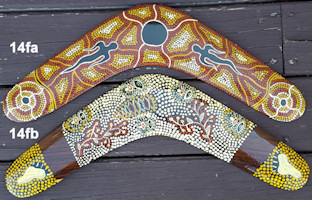Fine dot art boomerangs, 14in