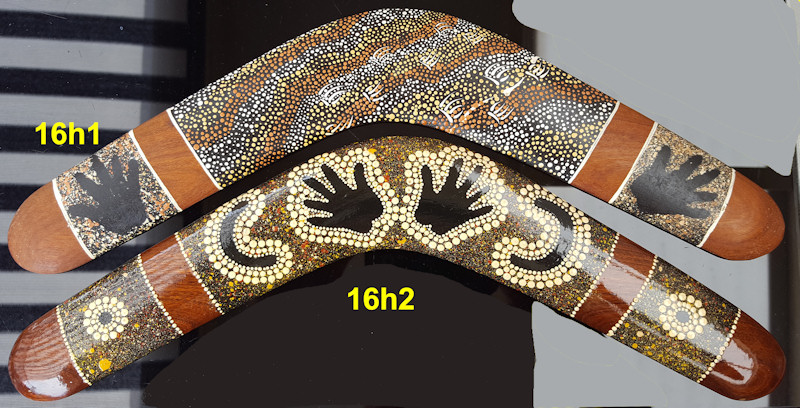 Unique boomerangs, 16 inch. Aboriginal dot art