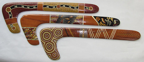 Collectable Hunting boomerangs. Aboriginal dot art